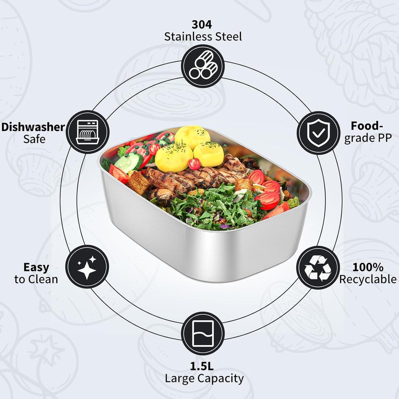 Vingud 1.5L Replacement Stainless Steel Container Electric Lunch Box (Model: DFH-001), Food Container, Eco Safe & Healthy, Dishwasher Safe - Image 5